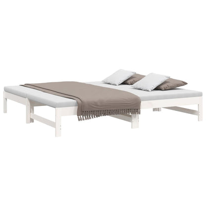 Day Bed | White | Solid pine wood | Double | Extendable | Day Bed