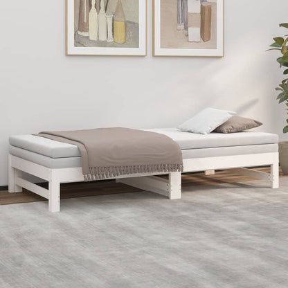 Day Bed | White | Solid pine wood | Double | Extendable | Day Bed