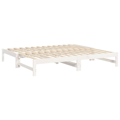 Day Bed | White | Solid pine wood | Double | Extendable | Day Bed