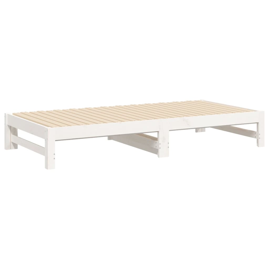 Day Bed | White | Solid pine wood | Double | Extendable | Day Bed