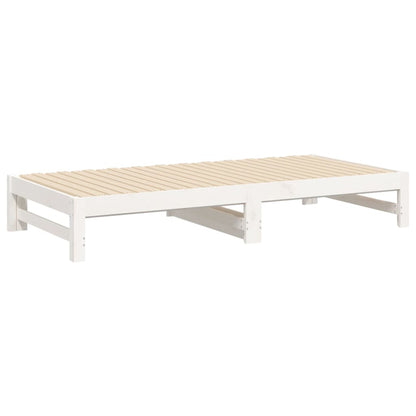 Day Bed | White | Solid pine wood | Double | Extendable | Day Bed