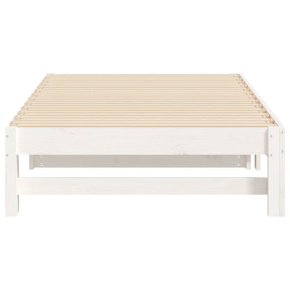 Day Bed | White | Solid pine wood | Double | Extendable | Day Bed