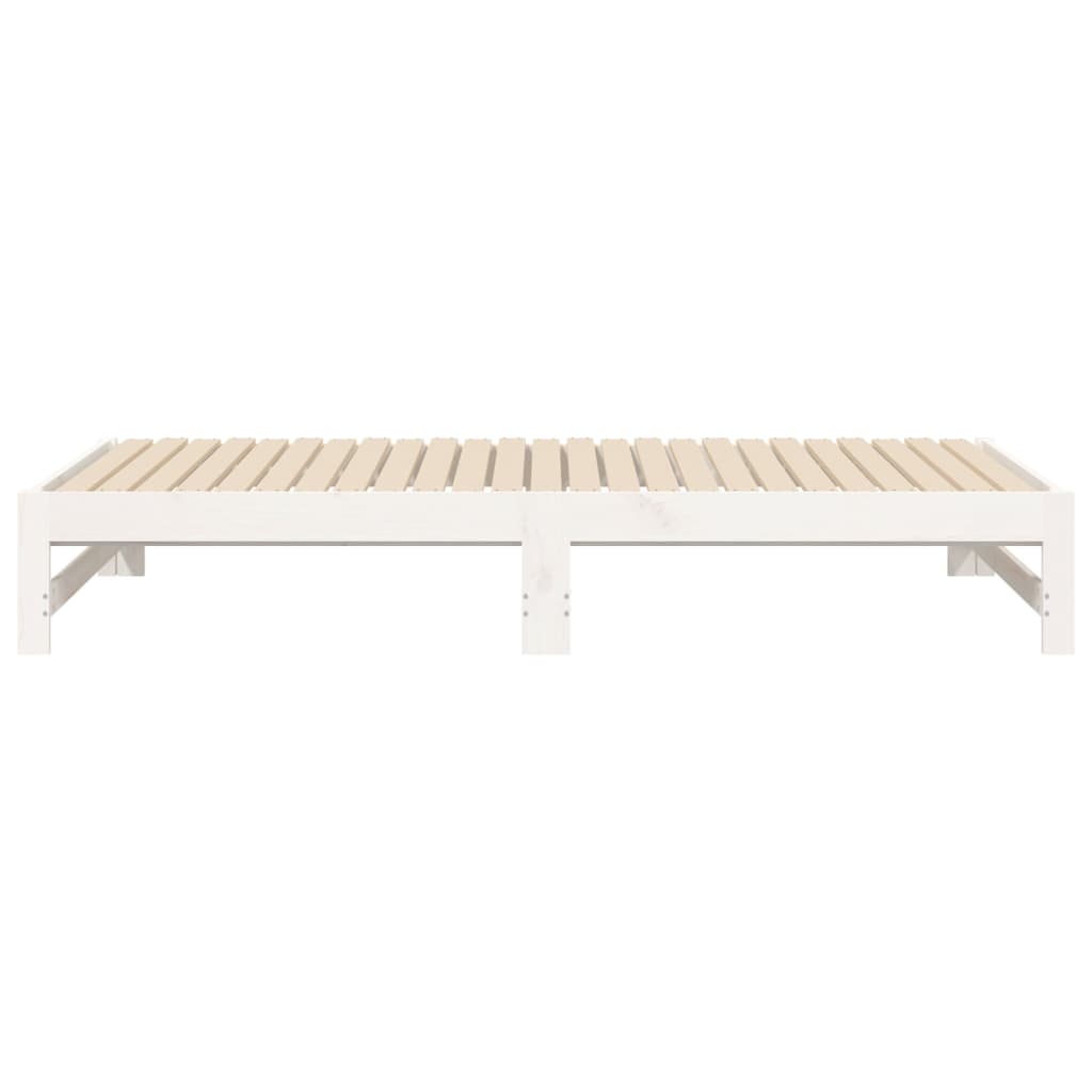 Day Bed | White | Solid pine wood | Double | Extendable | Day Bed