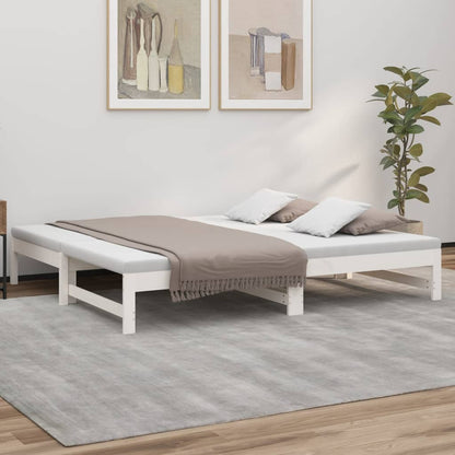Day Bed | White | Solid pine wood | Double | Extendable | Day Bed