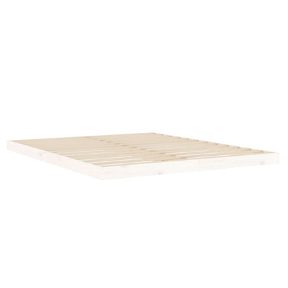 Bed Frame | White | Solid Pine Wood, Plywood Slats | Double