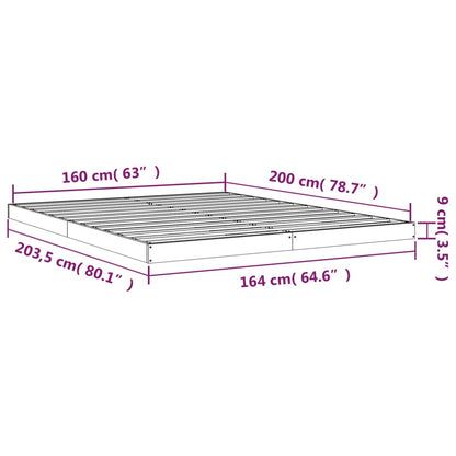 Bed Frame | White | Solid Pine Wood, Plywood Slats | Double