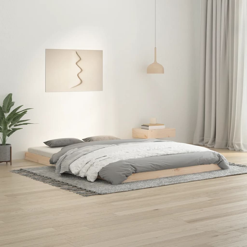 Bed Frame | Natural Wood | Solid pinewood | Double | Light Weight