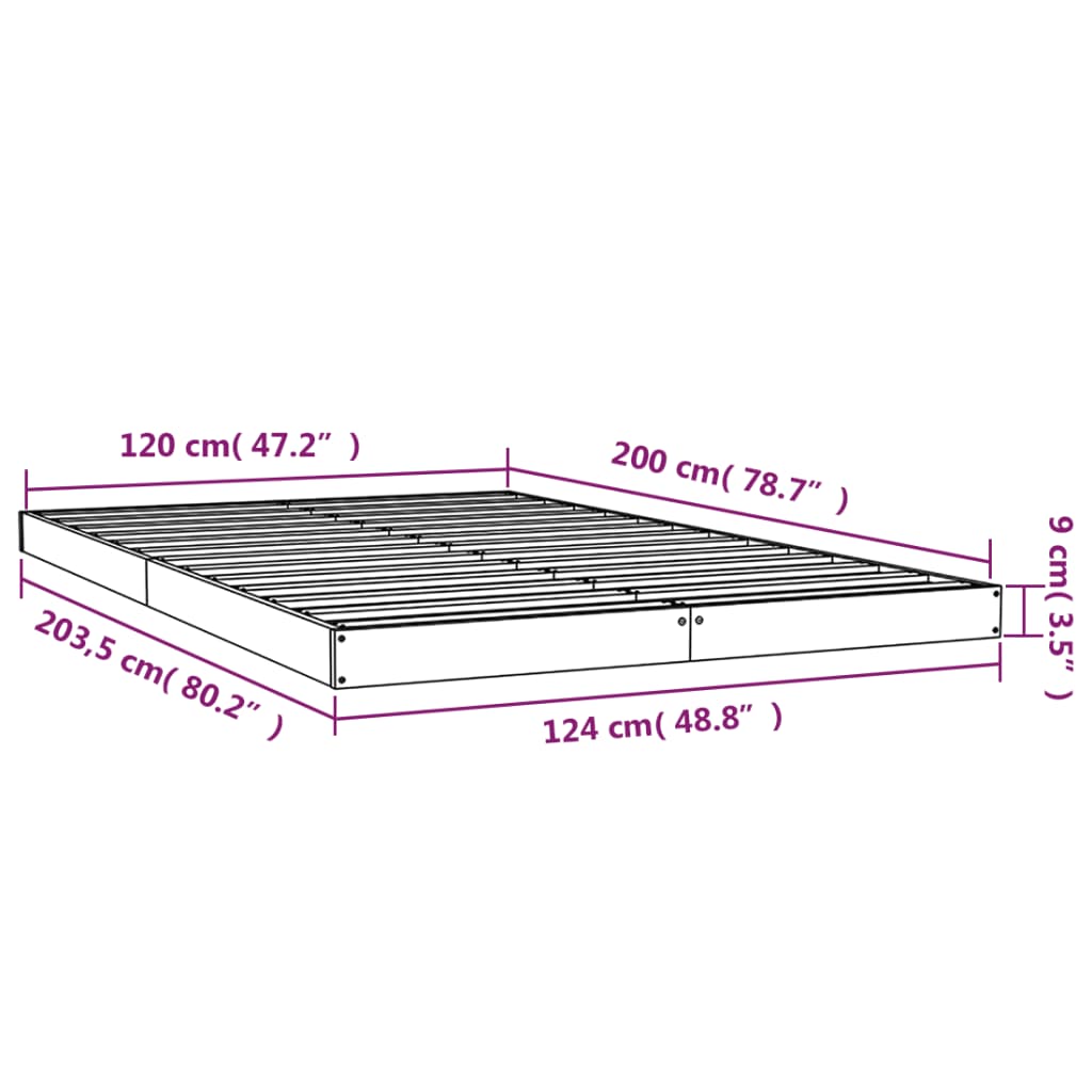 Bed Frame | Natural Pine | Solid pine wood, Plywood slats | Double