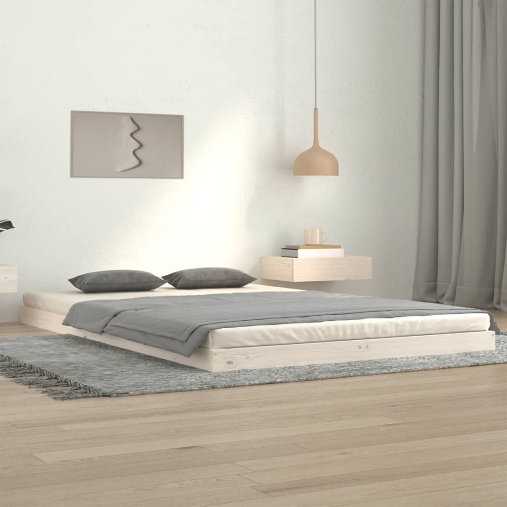 Bed Frame | White | Solid Pine Wood | Double | Durable | Bed Frame