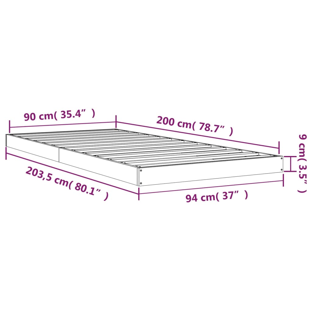 Bed Frame | White | Solid pine wood | Single | Durable  | Bed Frame