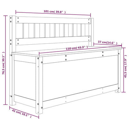 Bench Black 110x41x76.5 cm Solid Wood Pine