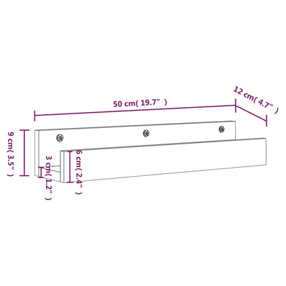 Wall Shelves 2 pcs 50x12x9 cm Solid Wood Pine