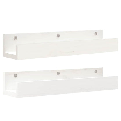 Wall Shelves 2 pcs White 50x12x9 cm Solid Wood Pine