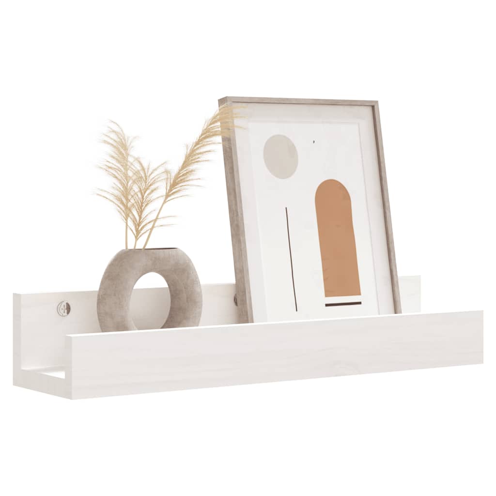 Wall Shelves 2 pcs White 50x12x9 cm Solid Wood Pine