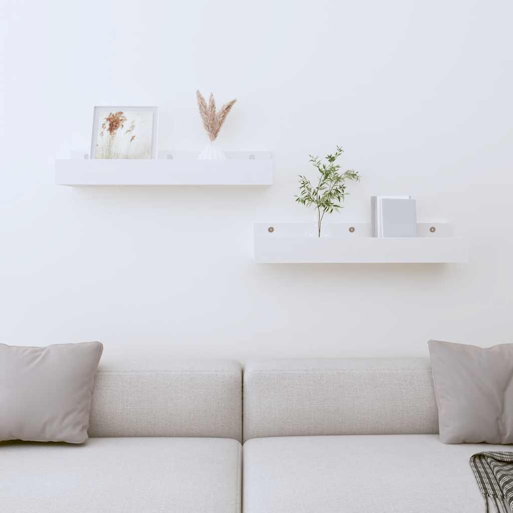 Wall Shelves 2 pcs White 50x12x9 cm Solid Wood Pine