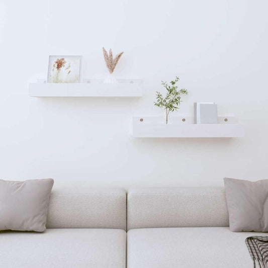Wall Shelves 2 pcs White 50x12x9 cm Solid Wood Pine