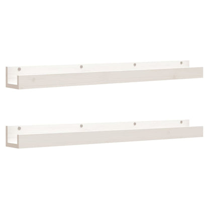 Wall Shelves 2 pcs White 110x12x9 cm Solid Wood Pine