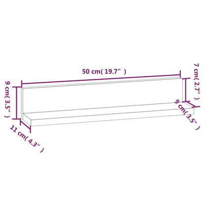 Wall Shelves 2 pcs White 50x11x9 cm Solid Wood Pine