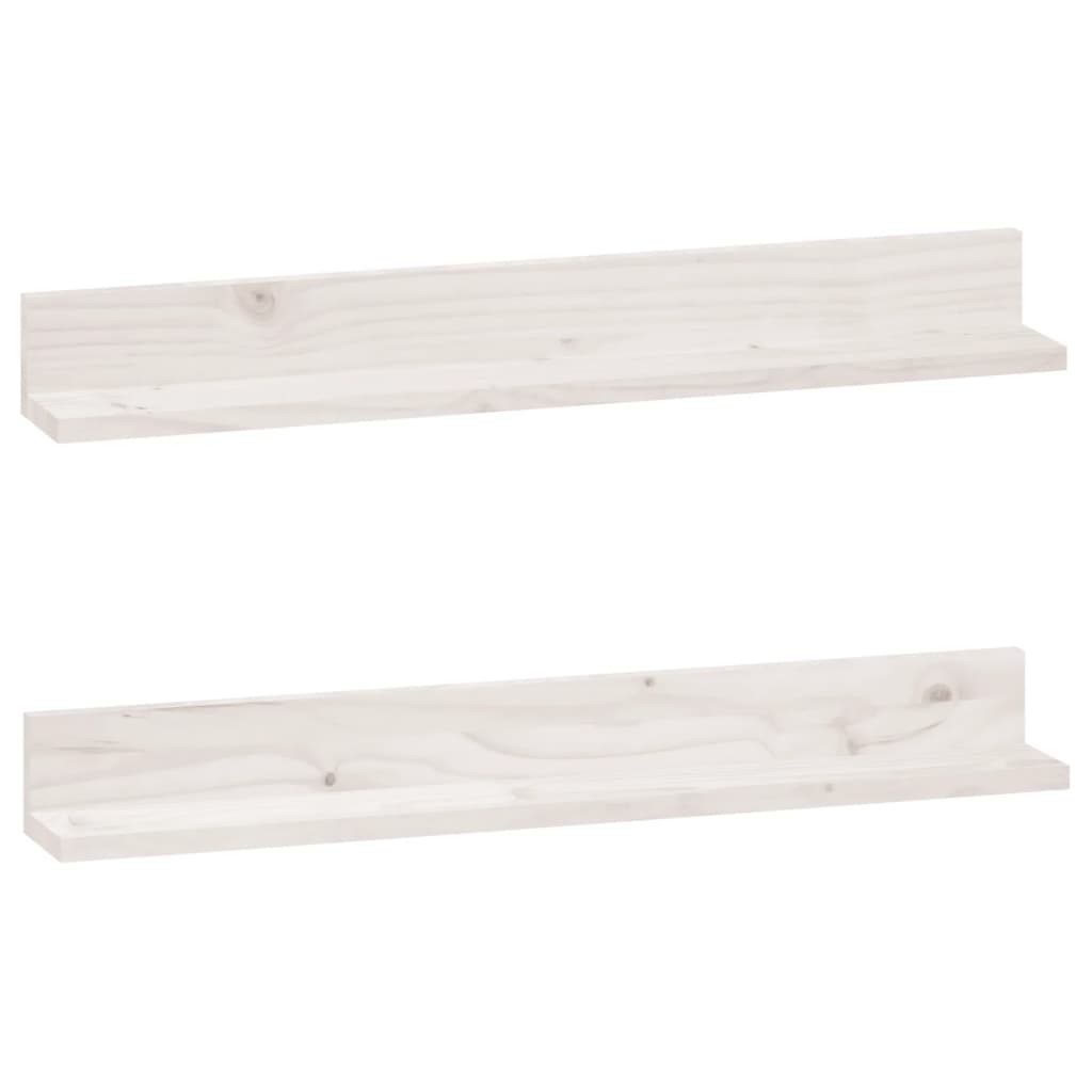 Wall Shelves 2 pcs White 80x11x9 cm Solid Wood Pine