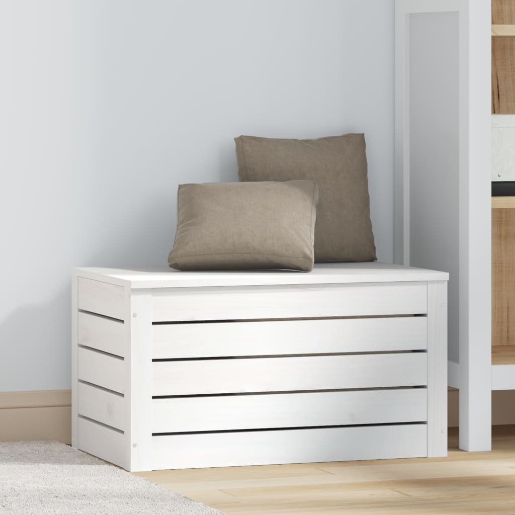 Storage Box White 59,5x36,5x33 cm Solid Wood Pine