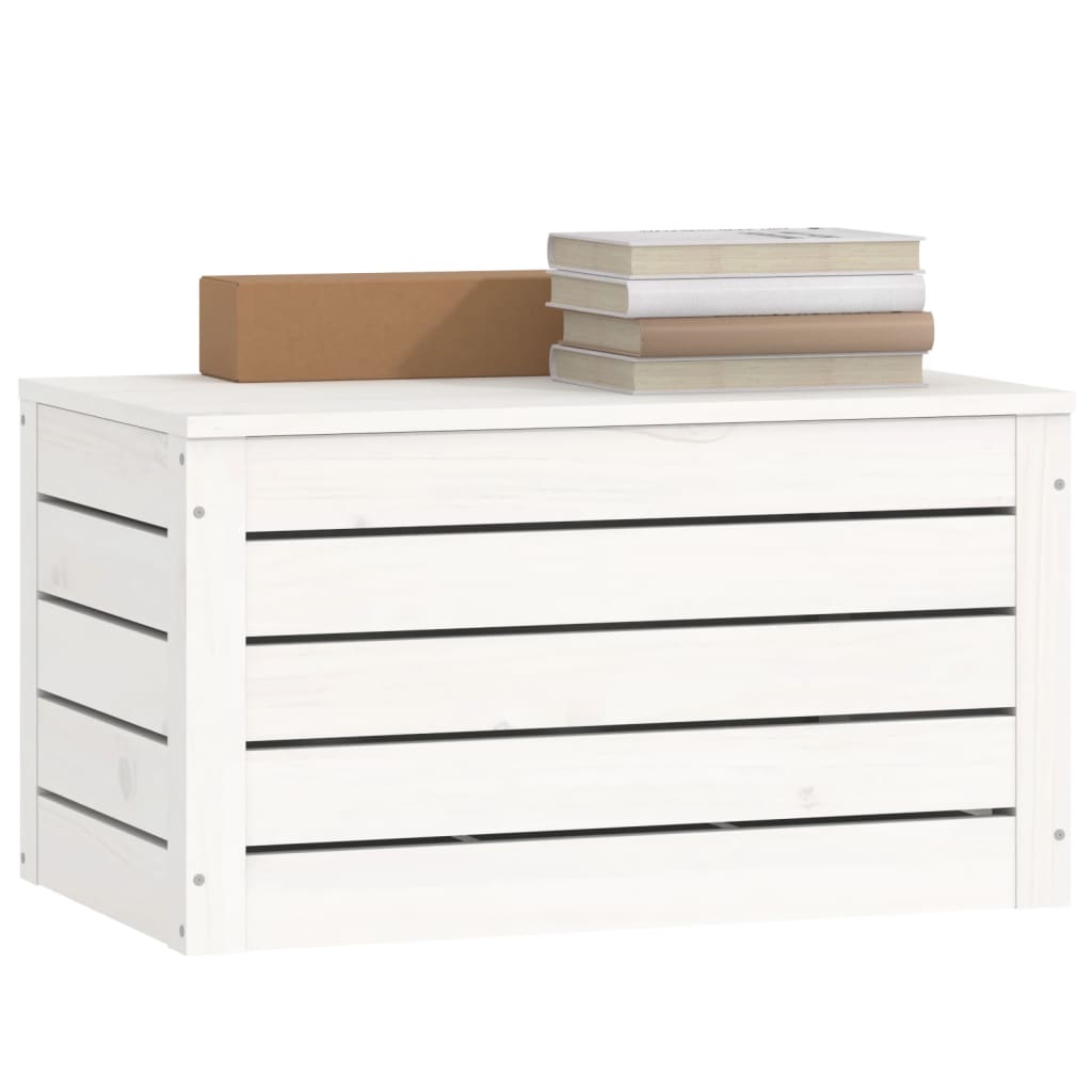 Storage Box White 59,5x36,5x33 cm Solid Wood Pine