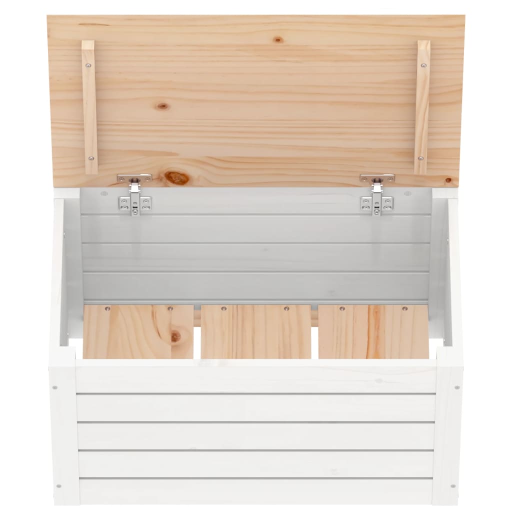 Storage Box White 59,5x36,5x33 cm Solid Wood Pine