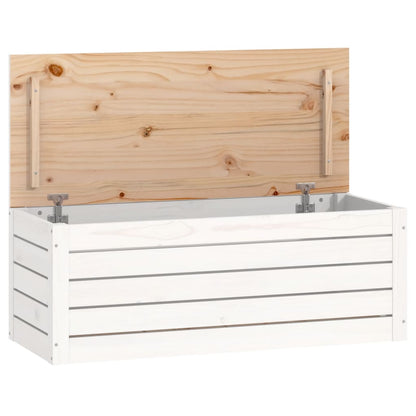 Storage Box White 89x36,5x33 cm Solid Wood Pine