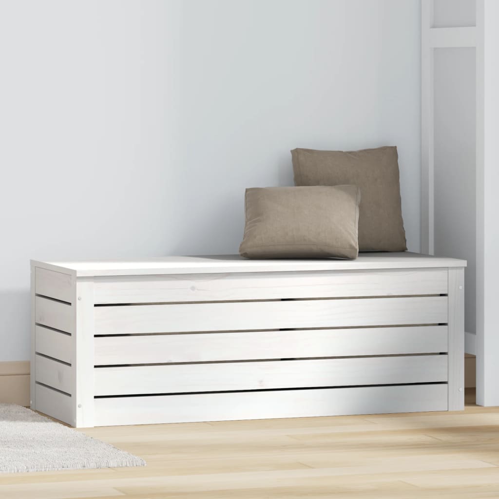 Storage Box White 89x36,5x33 cm Solid Wood Pine