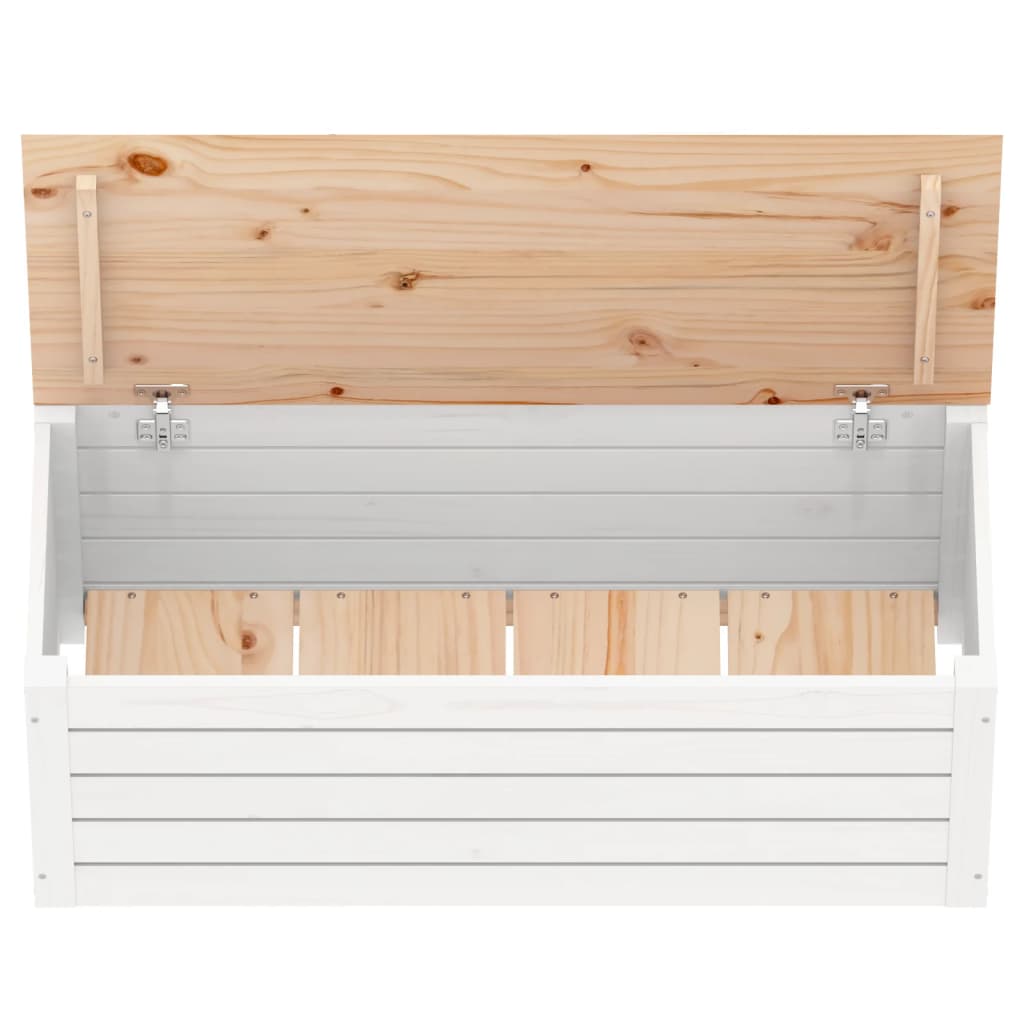 Storage Box White 89x36,5x33 cm Solid Wood Pine