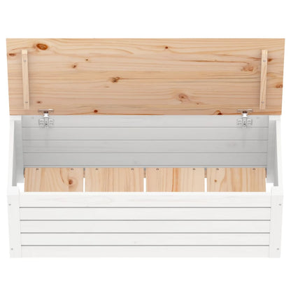 Storage Box White 89x36,5x33 cm Solid Wood Pine
