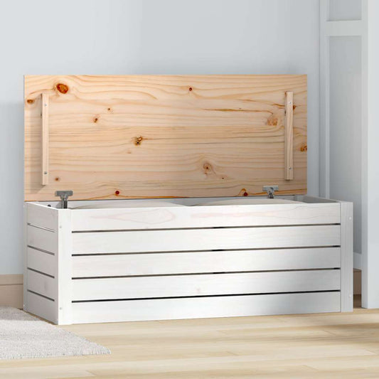Storage Box White 89x36,5x33 cm Solid Wood Pine