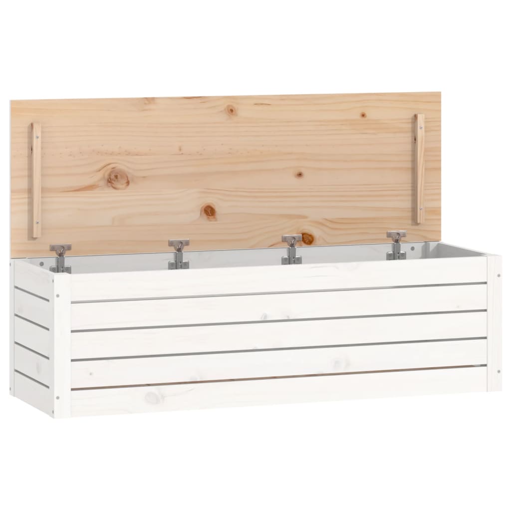 Storage Box White 109x36,5x33 cm Solid Wood Pine