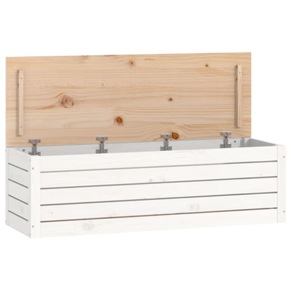 Storage Box White 109x36,5x33 cm Solid Wood Pine