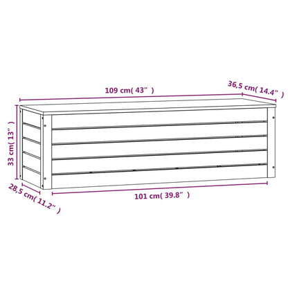 Storage Box White 109x36,5x33 cm Solid Wood Pine