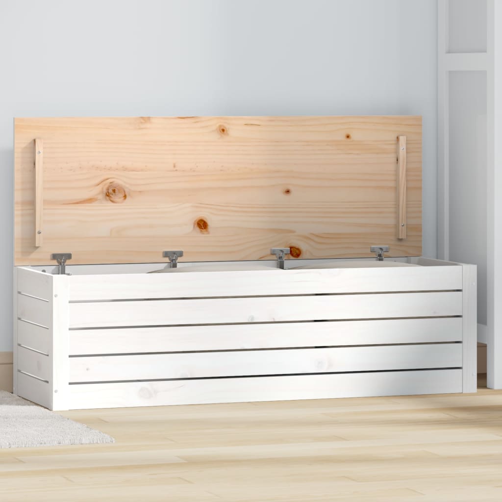 Storage Box White 109x36,5x33 cm Solid Wood Pine