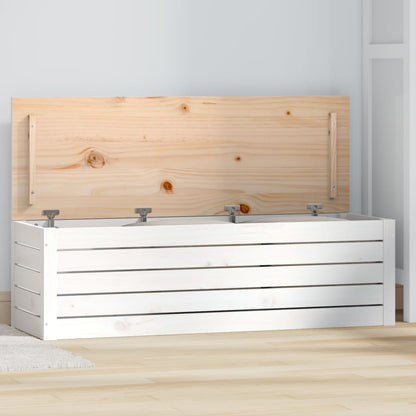 Storage Box White 109x36,5x33 cm Solid Wood Pine