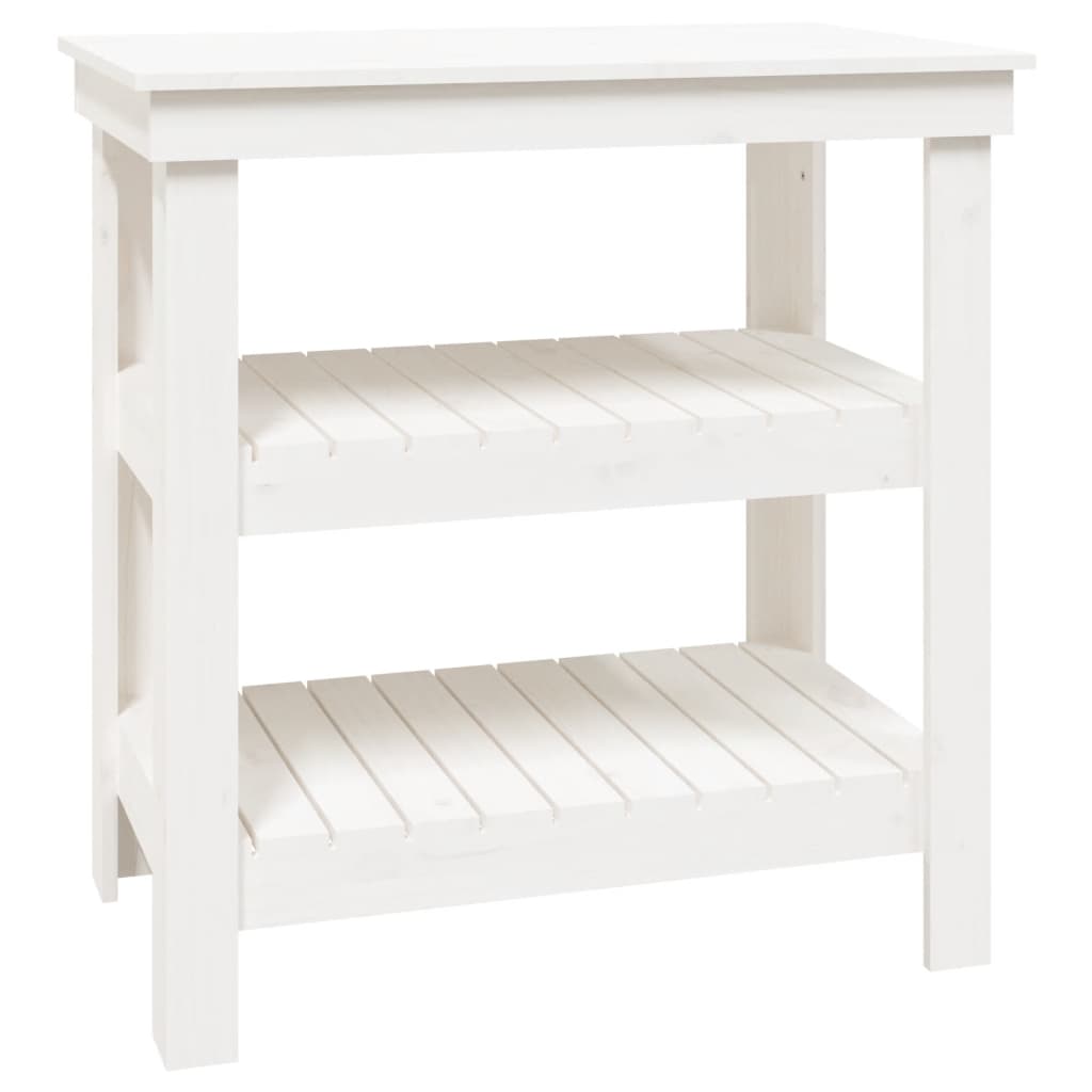 Work Bench White 78,5x50x80 cm Solid Wood Pine