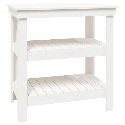 Work Bench with Shelf White 78.5 x 50 x 80 cm Solid Pine Wood