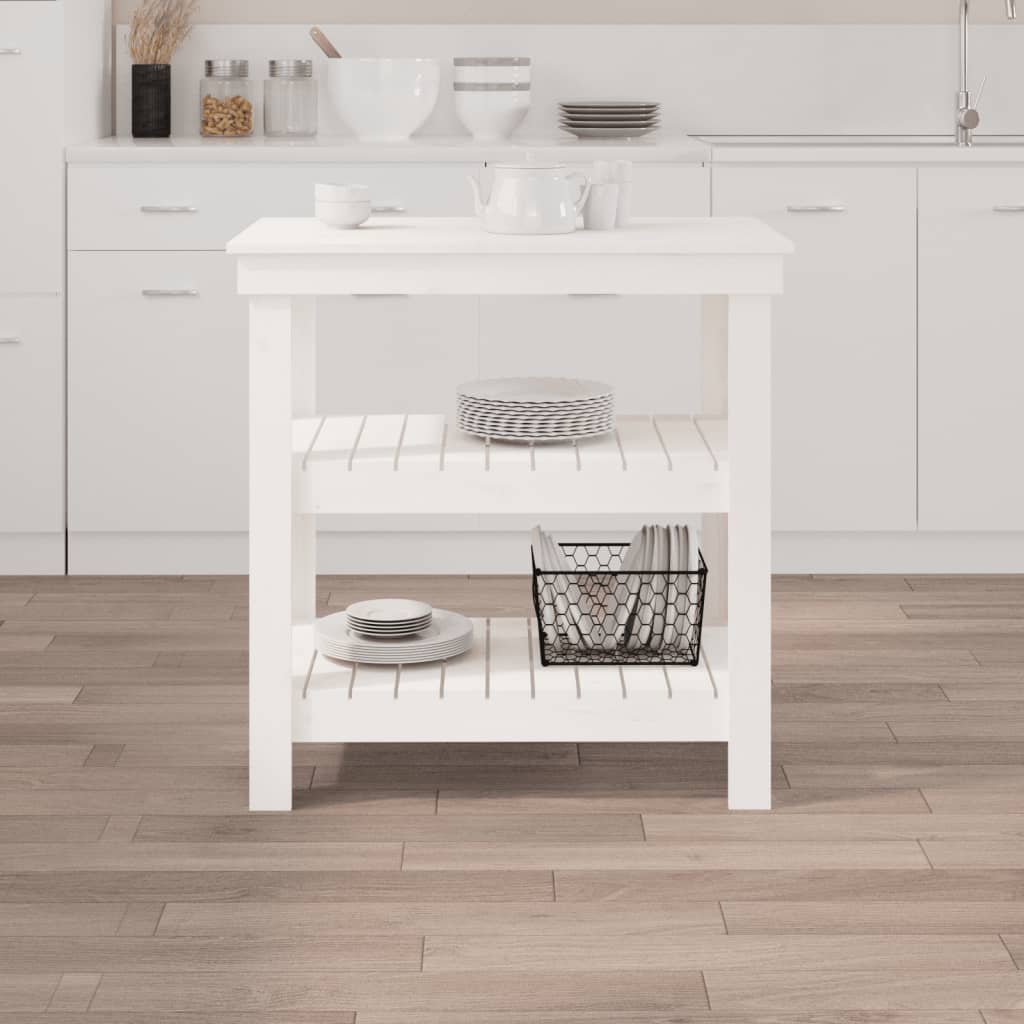 Work Bench White 78,5x50x80 cm Solid Wood Pine