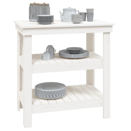 Work Bench White 78,5x50x80 cm Solid Wood Pine