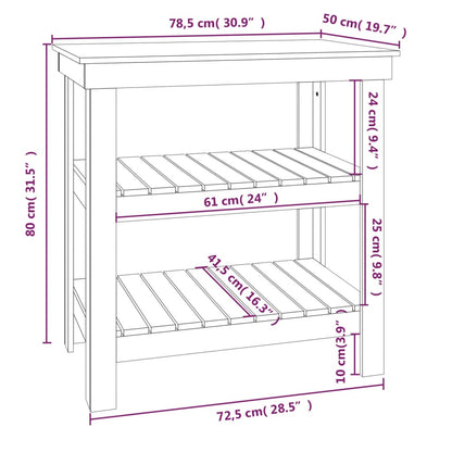Work Bench White 78,5x50x80 cm Solid Wood Pine