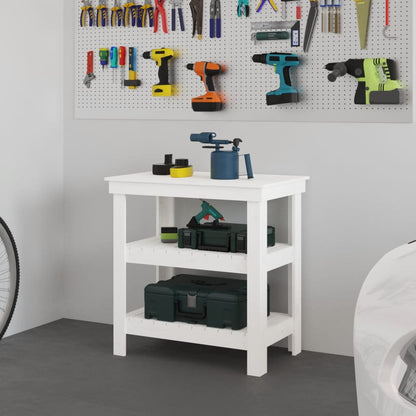 Work Bench White 78,5x50x80 cm Solid Wood Pine