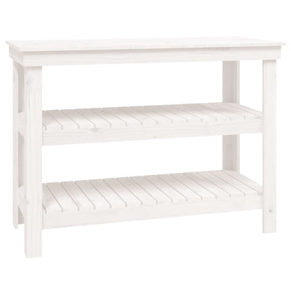 Work Bench White 110,5x50x80 cm Solid Wood Pine