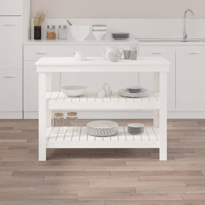 Work Bench White 110,5x50x80 cm Solid Wood Pine
