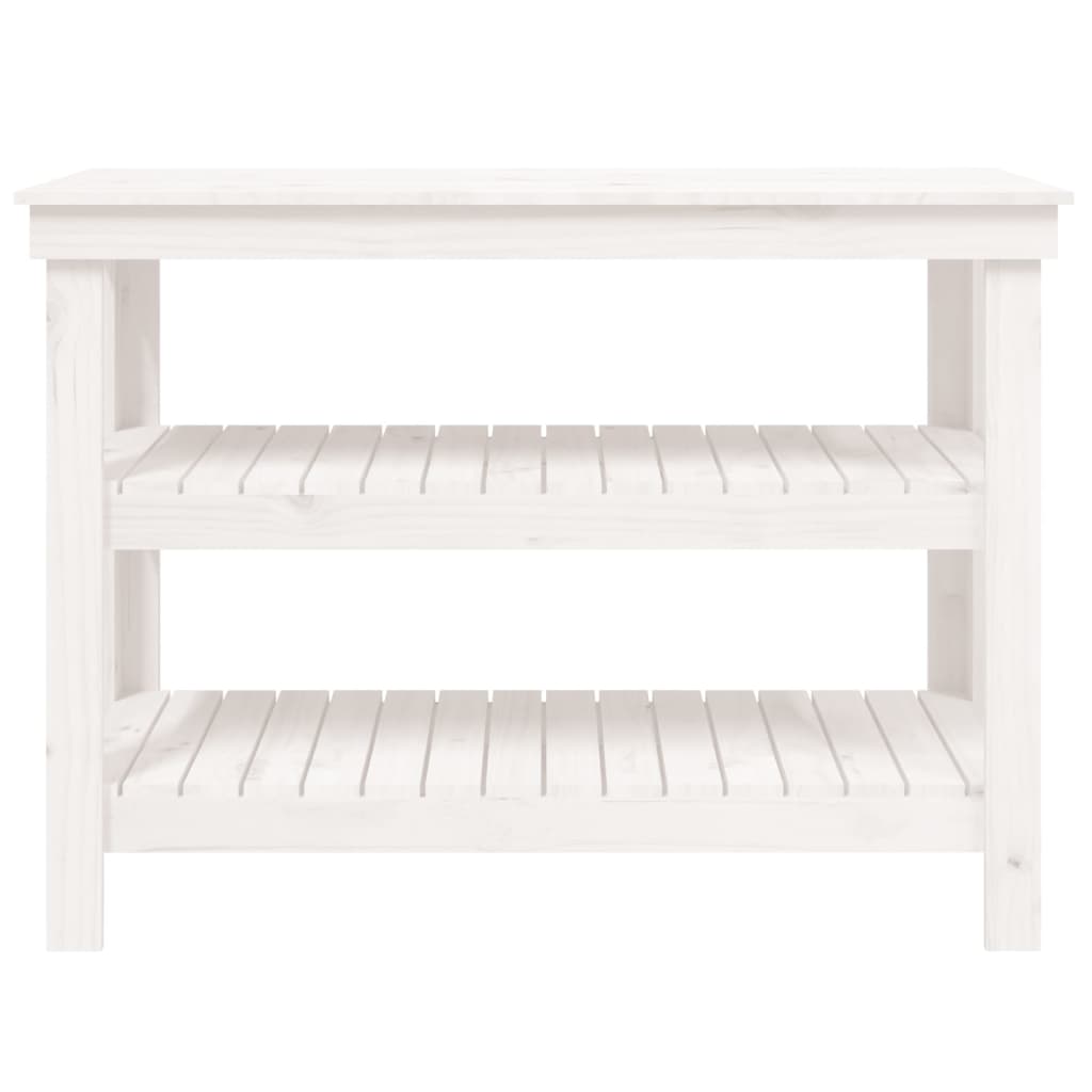 Work Bench White 110,5x50x80 cm Solid Wood Pine