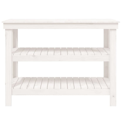 Work Bench White 110,5x50x80 cm Solid Wood Pine