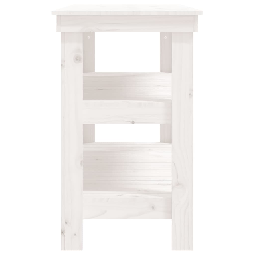 Work Bench White 110,5x50x80 cm Solid Wood Pine