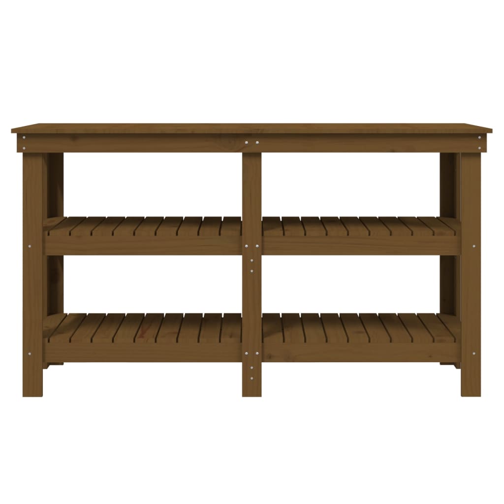 Work Bench Honey Brown 142.5x50x80 cm Solid Wood Pine