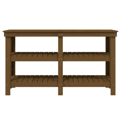 Work Bench Honey Brown 142.5x50x80 cm Solid Wood Pine