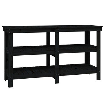 Work Bench Black 142.5x50x80 cm Solid Wood Pine